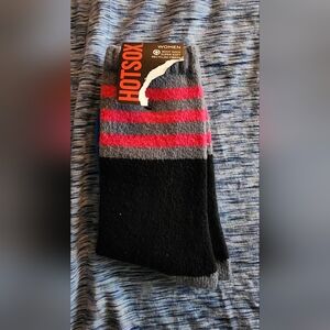 Hot Sox Women's Black and Gray Socks with Pink Stripes
